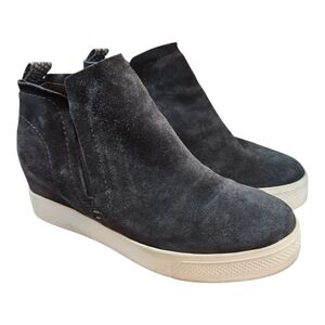 Dolce Vita Gray Suede Hidden Wedge Casual Booties W/ Snake Trim 8.5
